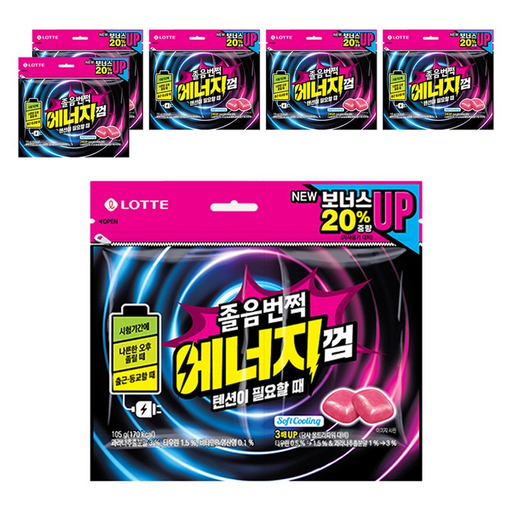 롯데웰푸드 졸음번쩍 에너지껌, 105g, 6개