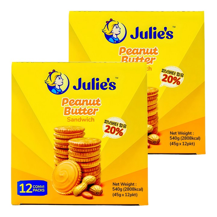 줄리스 피넛버터 샌드위치, 540g, 2개