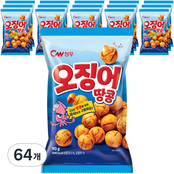 청우식품 오징어 땅콩 스낵 16p, 90g, 64개
