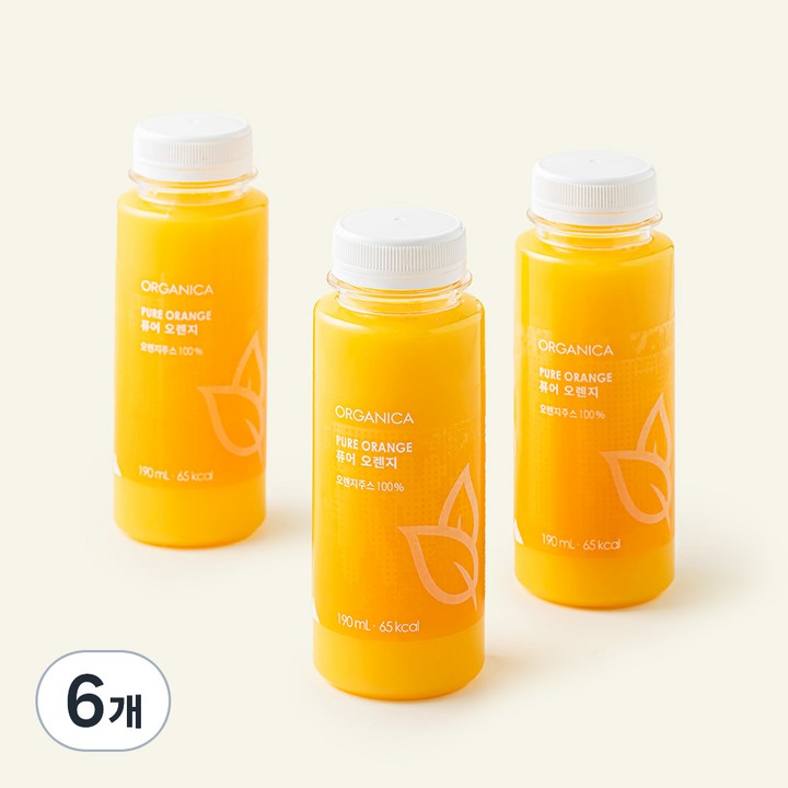 올가니카 퓨어 오렌지, 190ml, 6개