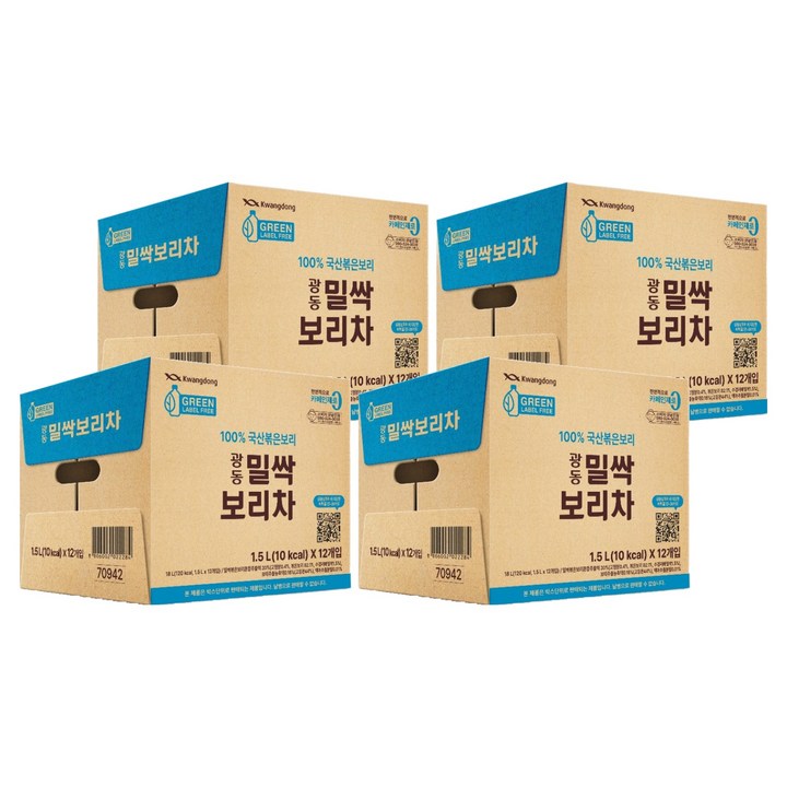 광동제약 밀싹 보리차 그린 무라벨, 1.5L, 48개