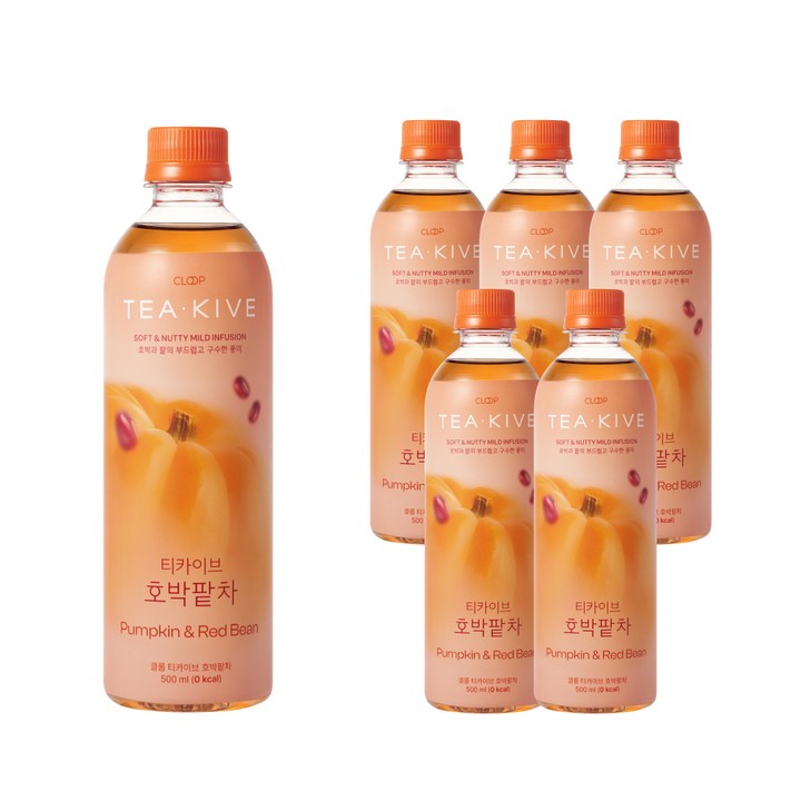 클룹 티카이브 호박팥차 차음료, 6개, 500ml