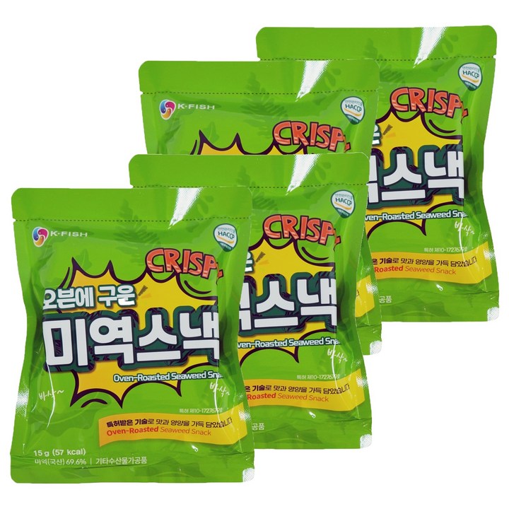 이미지 오븐에 구운 미역스낵, 15g, 4개