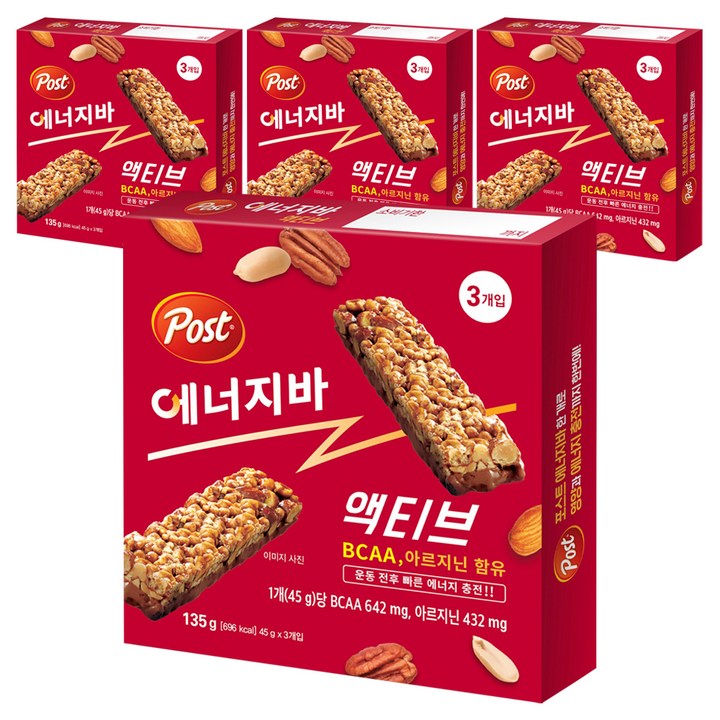 포스트 에너지바 액티브 3p, 135g, 4개