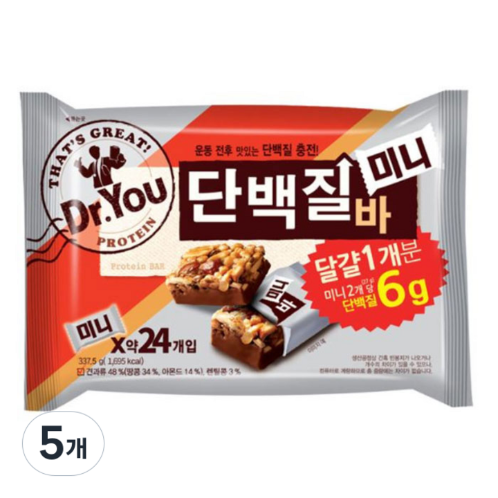 오리온 닥터유 단백질바 미니 (24봉입), 337.5g, 5개