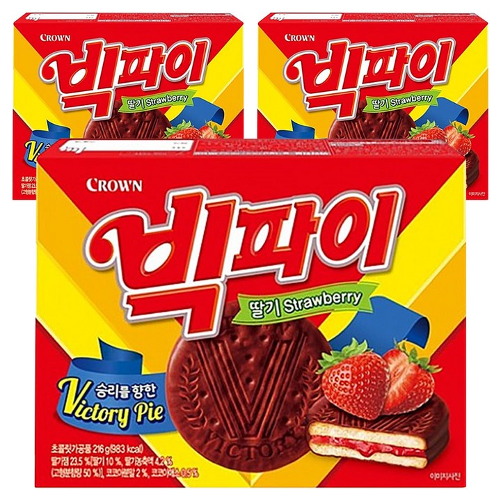 크라운 빅파이 딸기, 216g, 3개