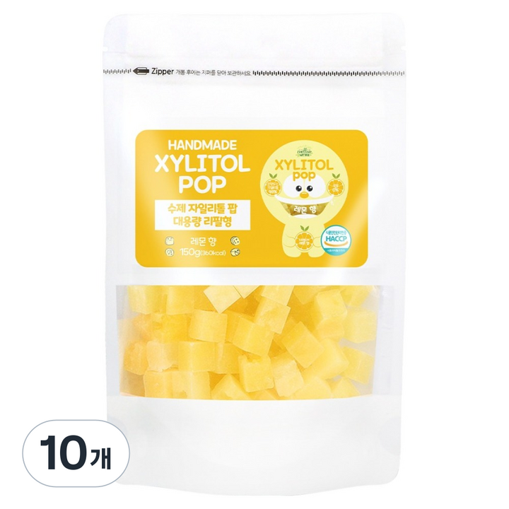 자일리톨팝 파우치 레몬비타민, 10개, 150g