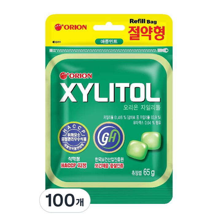 오리온 자일리톨 리필, 65g, 100개