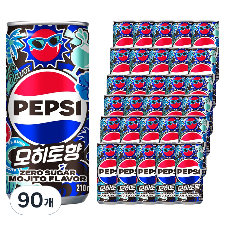 펩시 제로 슈거 모히토향, 210ml, 90개