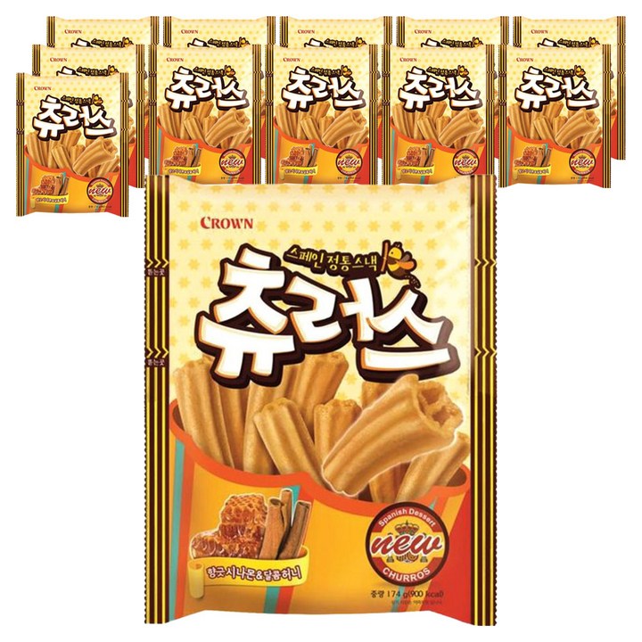 크라운 츄러스 스낵, 174g, 12개