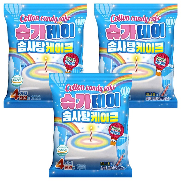 슈가데이 솜사탕 케이크, 27g, 3개