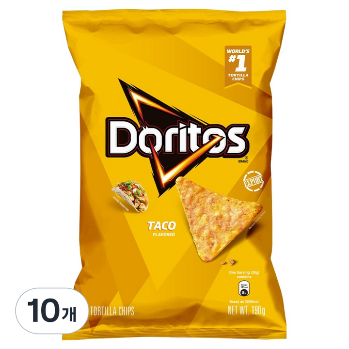 도리토스 타코맛 또띨라 칩, 10개, 190g