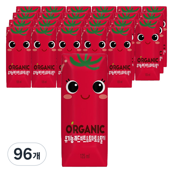 크니쁘니 오가닉 레드비트 & 토마토 & 딸기 주스, 125ml, 96개