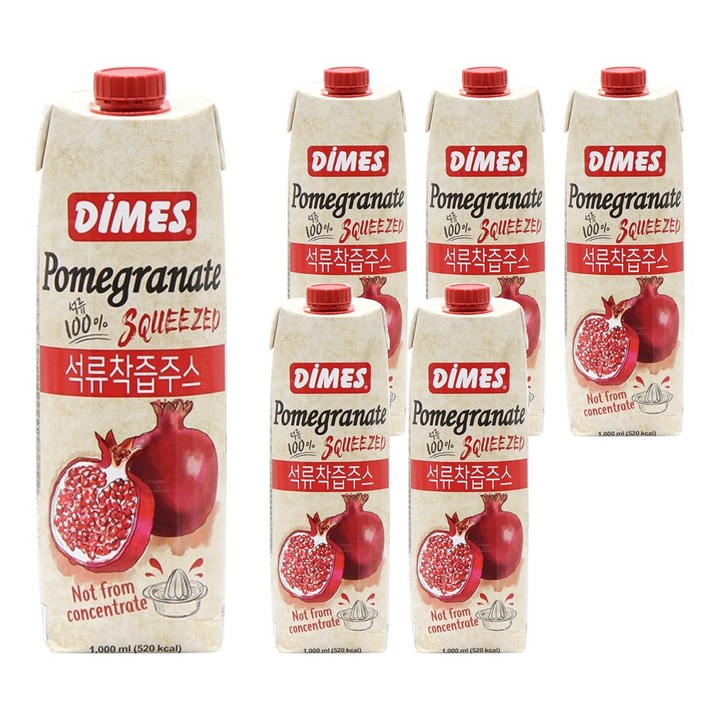 디메스 석류 착즙 주스, 1L, 6개