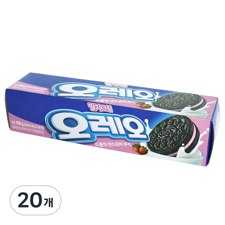 오레오 초콜릿 샌드위치 쿠키 딸기크림, 100g, 20개
