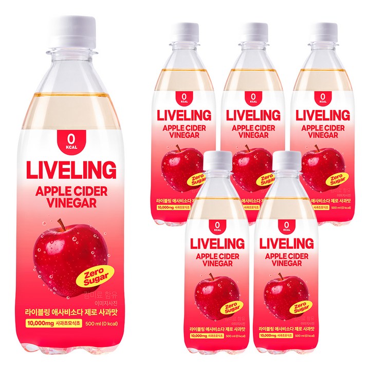 라이블링 애사비 소다 제로 사과맛, 500ml, 6개