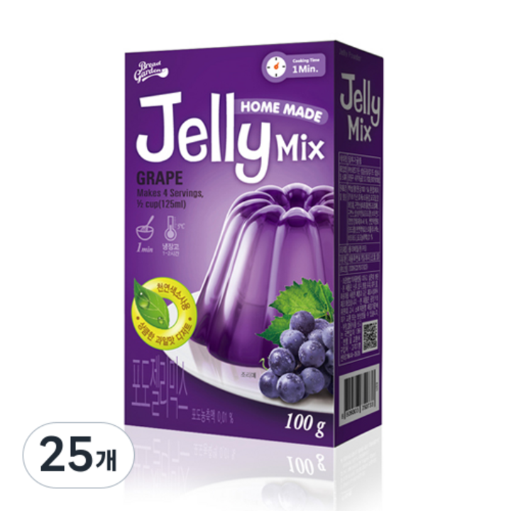 브레드가든 포도젤리믹스 젤리만들기, 100g, 25개