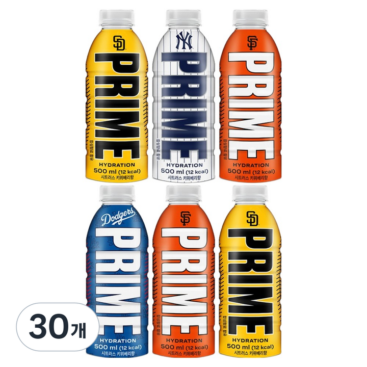 드링크프라임 하이드레이션 이온음료 시트러스 키위베리향 랜덤발송, 30개, 500ml