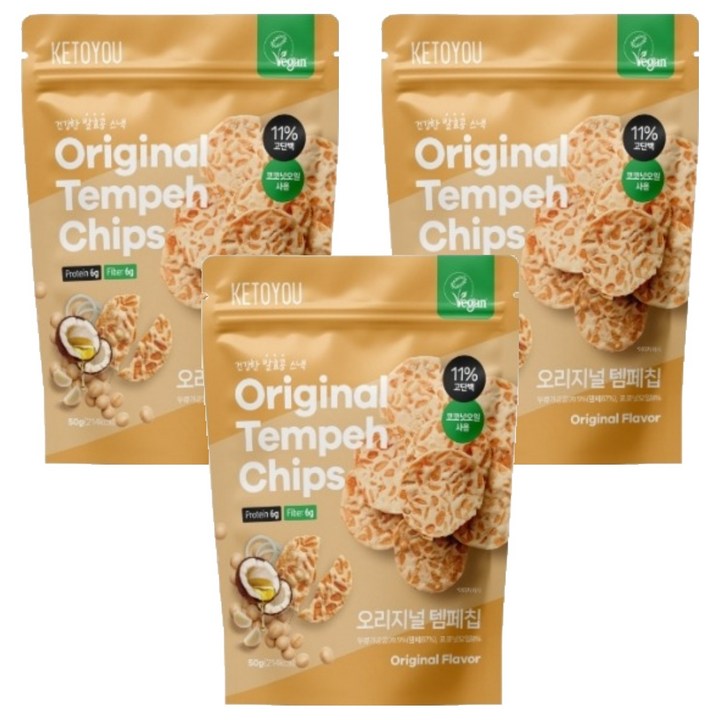 키토유 템페칩 오리지널맛, 3개, 50g