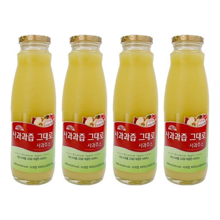 OrganicStory 사과과즙 그대로 사과주스, 4개, 1L