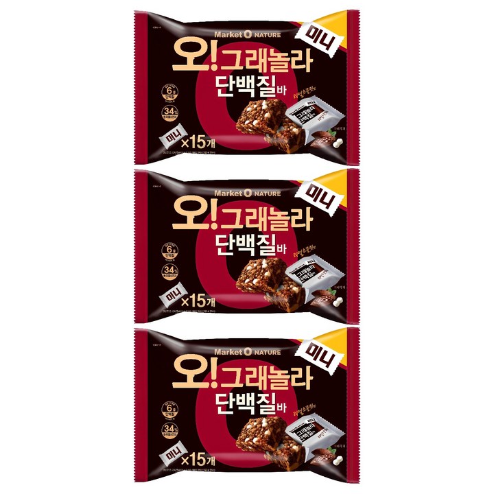 마켓오네이처 오 그래놀라 단백질바 미니, 192g, 3개