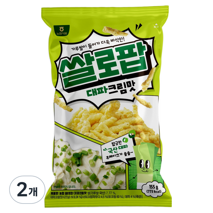농협식품 쌀로팝 대파크림맛, 155g, 2개