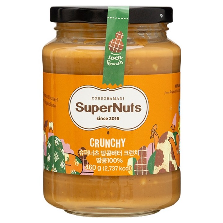 슈퍼너츠 100% 땅콩버터 크런치, 460g, 1개