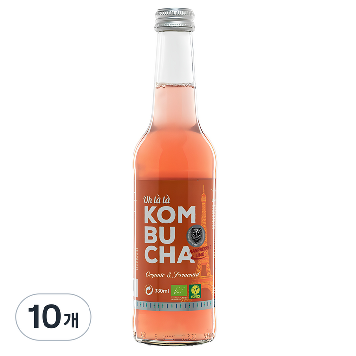 오라라 유기농 콤부차 라즈베리 앤 라임, 10개, 330ml