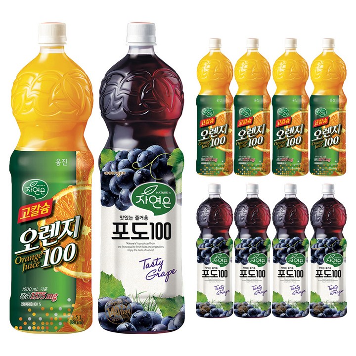 자연은 고칼슘 오렌지 100 + 포도 100 주스, 3L, 5세트