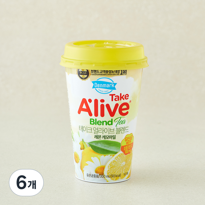 덴마크 테이크 얼라이브 블렌드 레몬 캐모마일 티, 6개, 300ml