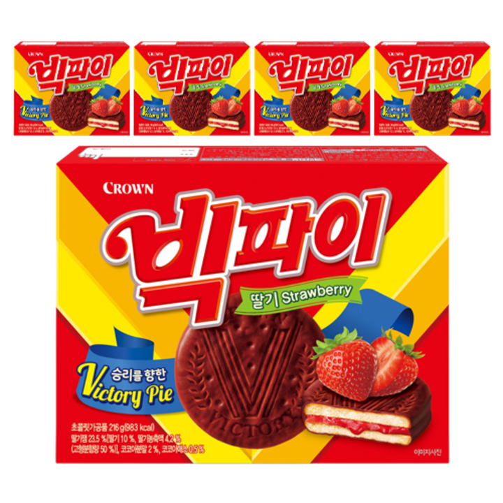 크라운 빅파이 딸기, 216g, 5개