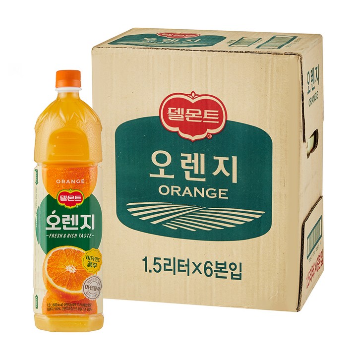 델몬트 오렌지100 주스, 6개, 1.5L