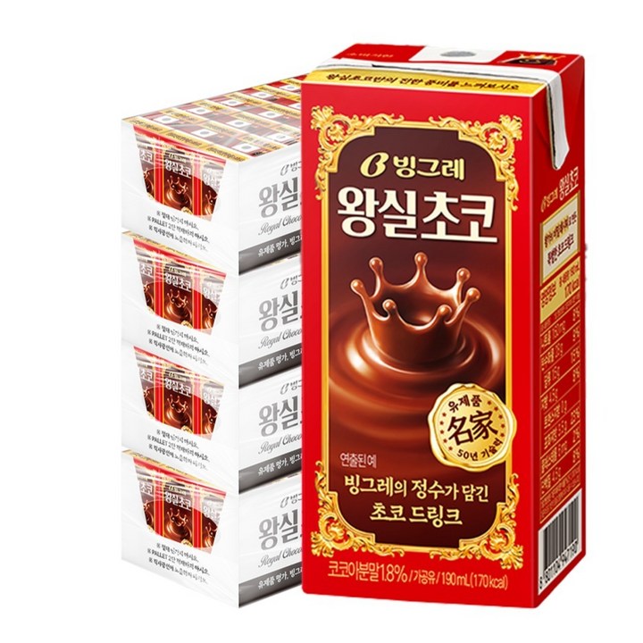 빙그레 왕실 초코 드링크, 190ml, 96개