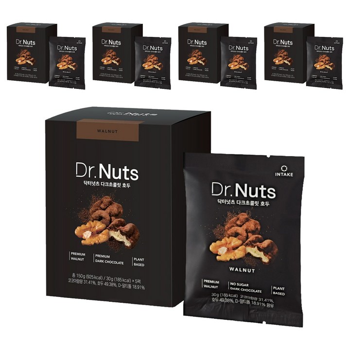인테이크 닥터넛츠 다크초콜릿 호두, 150g, 5개