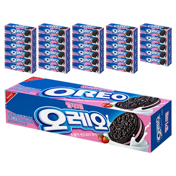 오레오 초콜릿 샌드위치 쿠키 딸기크림, 100g, 48개