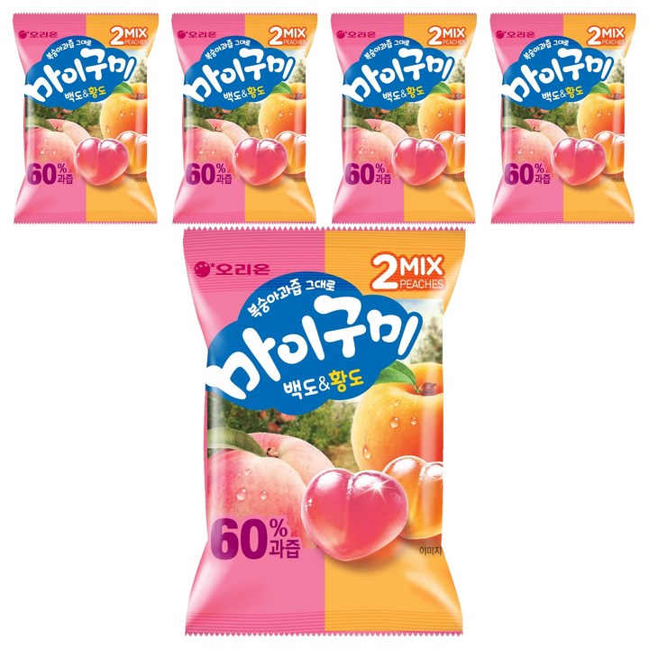 마이구미 복숭아과즙 그대로 백도황도, 5개, 66g