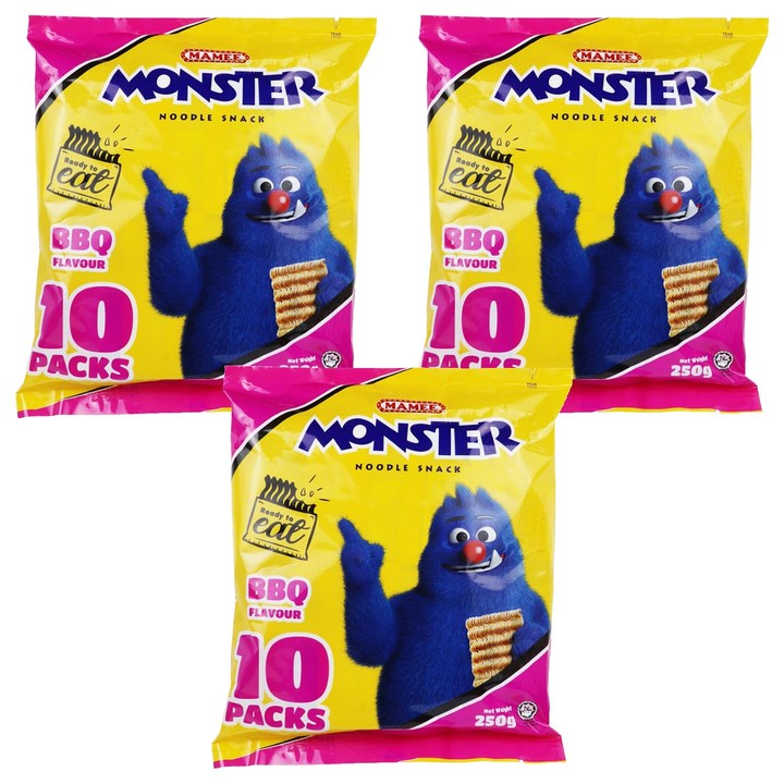 마미 몬스터 누들 스낵 바베큐향 10p, 3개, 250g