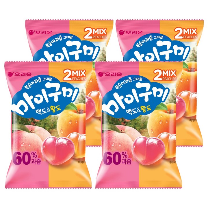마이구미 복숭아과즙 그대로 백도황도, 4개, 66g