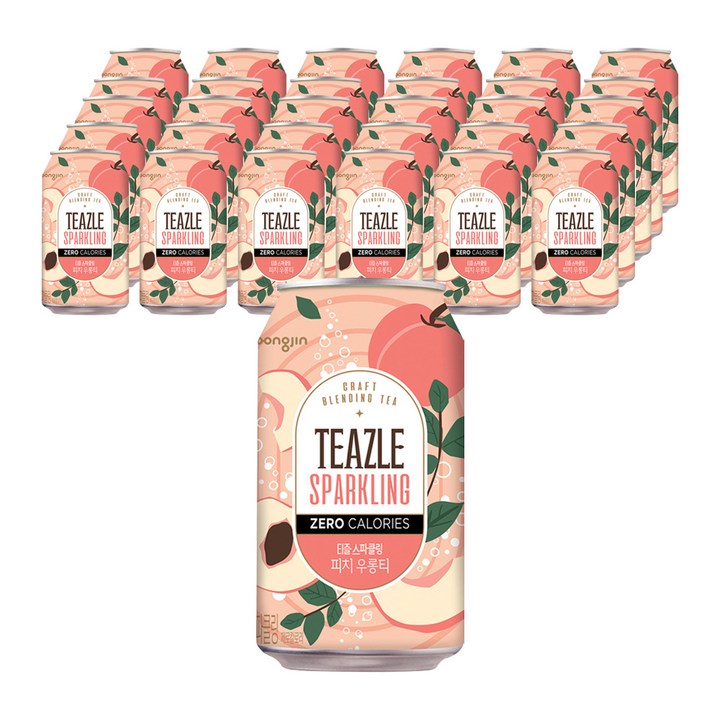 티즐 스파클링 피치우롱티, 340ml, 48개
