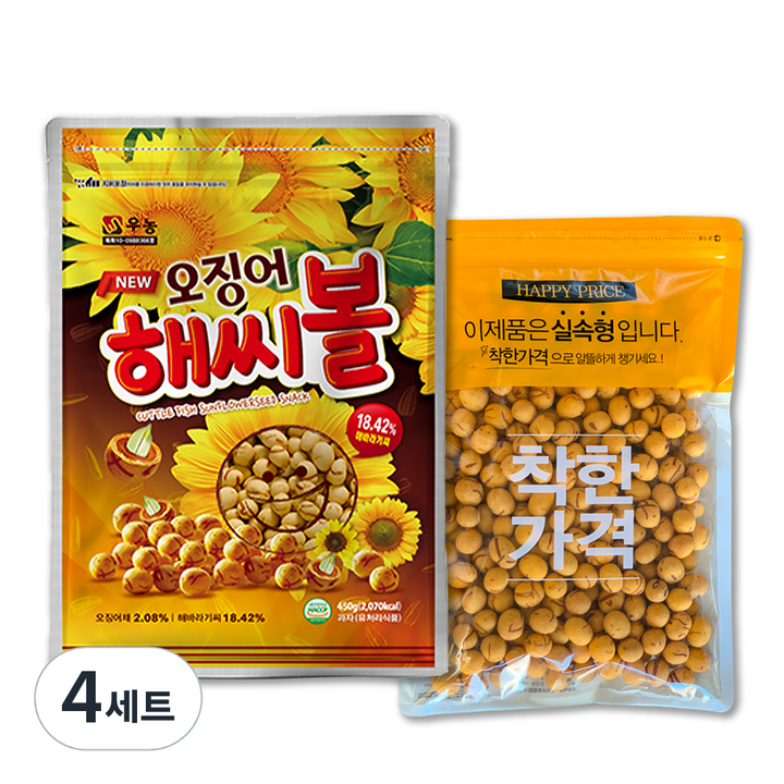 우농 오징어 해씨볼 450g + 꼬마 오징어 땅콩 400g 세트, 850g, 4세트