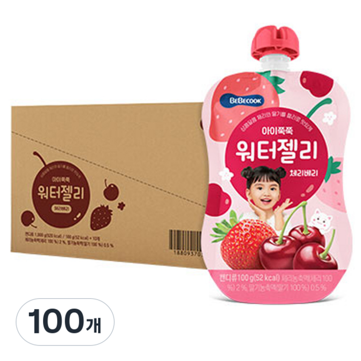 베베쿡 아이쭉쭉 워터젤리 체리베리, 100g, 100개