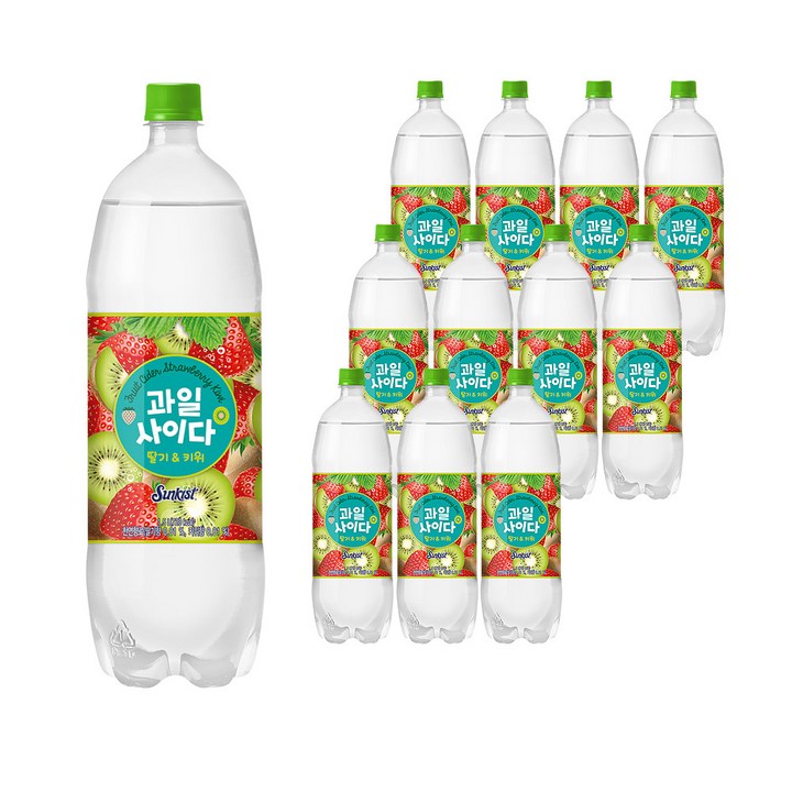 썬키스트 과일사이다 딸기키위, 12개, 1.5L