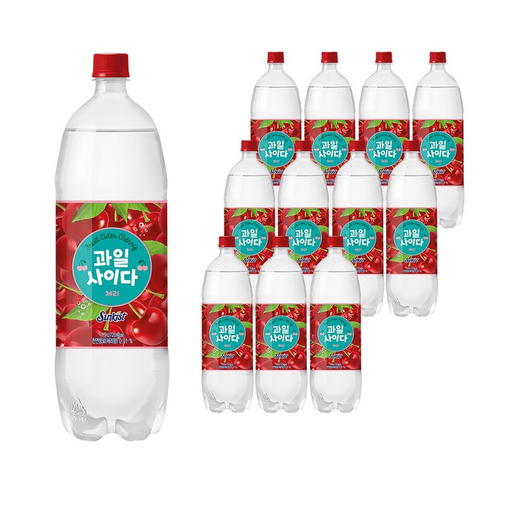 썬키스트 과일사이다 체리, 1.5L, 12개