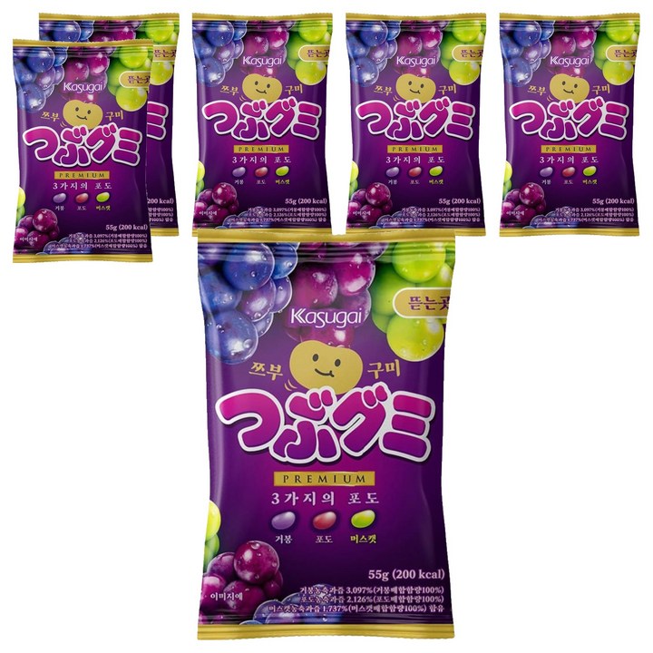 카수가이 쯔부구미 3가지의 포도 젤리, 6개, 55g