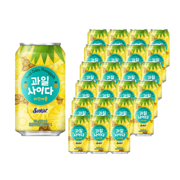 썬키스트 과일사이다 파인애플, 24개, 355ml