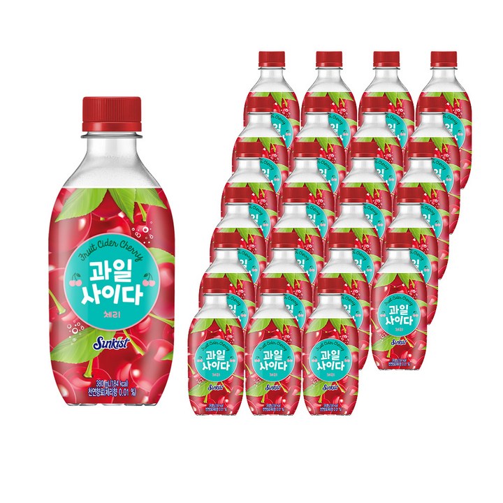썬키스트 과일사이다 체리, 380ml, 24개