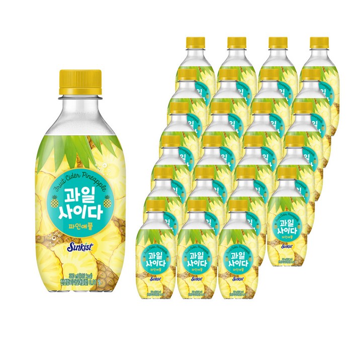 썬키스트 과일사이다 파인애플, 380ml, 24개