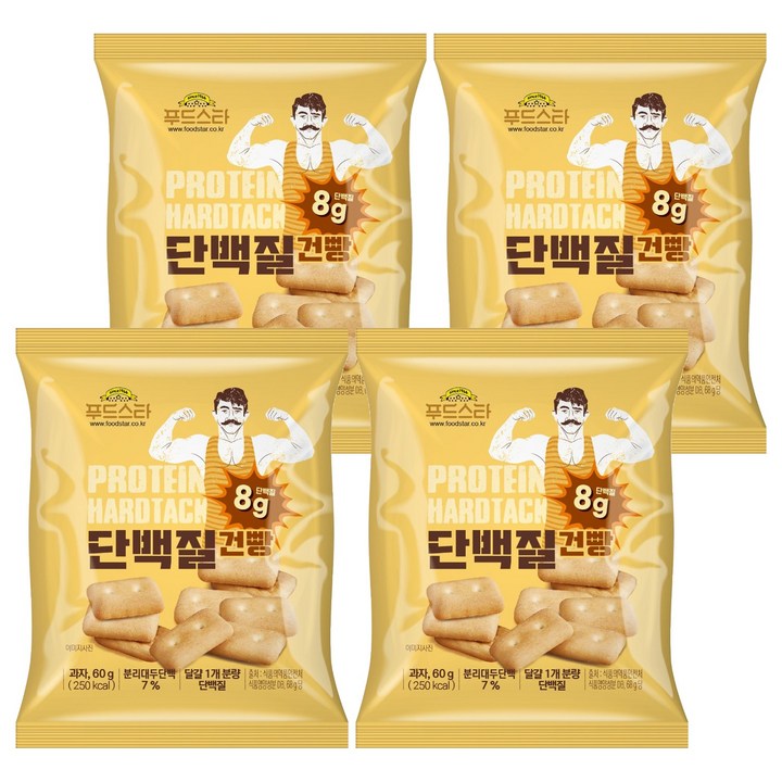 푸드스타 단백질 건빵, 60g, 4개