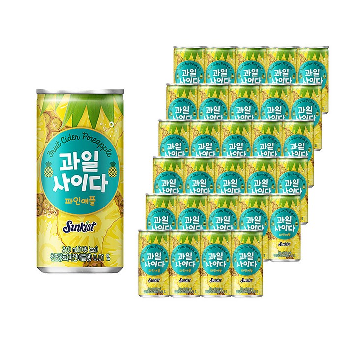 썬키스트 과일사이다 파인애플, 30개, 210ml