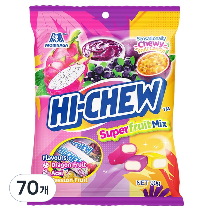 모리나가 하이츄 후르츠 믹스, 90g, 70개